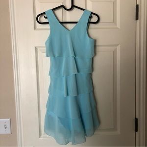 Girls Teal blue Spring Summer, Easter Tiered Ruffle Dress